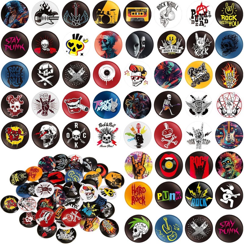 Kigeli Punk Buttons Pins 1 Inches/ 25 mm Emo Band Badge for Backpacks Bags Hats Jeans - Image 1